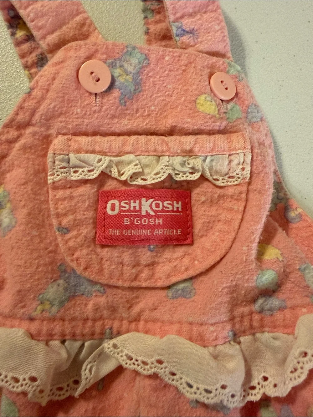 Vintage 90s Oshkosh B Gosh girls Pink Overalls birthday Cotton 18 Months USA